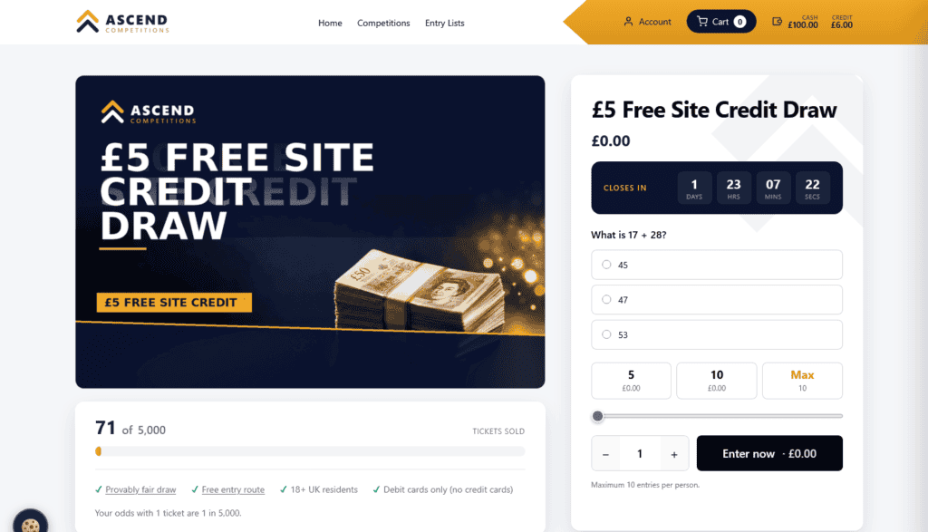 Ascent competitions Website design
